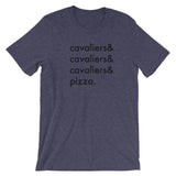 cavaliers & pizza | unisex cavalier king charles spaniel t-shirt