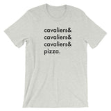 cavaliers & pizza | unisex cavalier king charles spaniel t-shirt