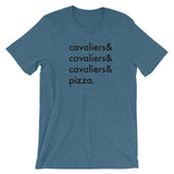 cavaliers & pizza | unisex cavalier king charles spaniel t-shirt