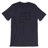 cavaliers & pizza | unisex cavalier king charles spaniel t-shirt