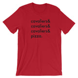 cavaliers & pizza | unisex cavalier king charles spaniel t-shirt