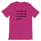 cavaliers & pizza | unisex cavalier king charles spaniel t-shirt