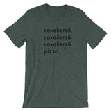 cavaliers & pizza | unisex cavalier king charles spaniel t-shirt