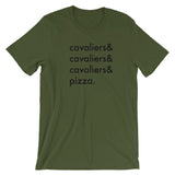 cavaliers & pizza | unisex cavalier king charles spaniel t-shirt