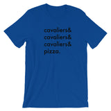 cavaliers & pizza | unisex cavalier king charles spaniel t-shirt