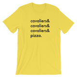cavaliers & pizza | unisex cavalier king charles spaniel t-shirt
