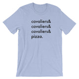cavaliers & pizza | unisex cavalier king charles spaniel t-shirt