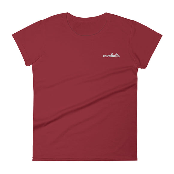 cavaholic | women's embroidered cavalier king charles spaniel t-shirt